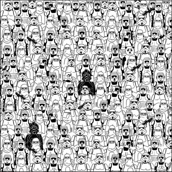 Le panda aime se cacher dans la foule