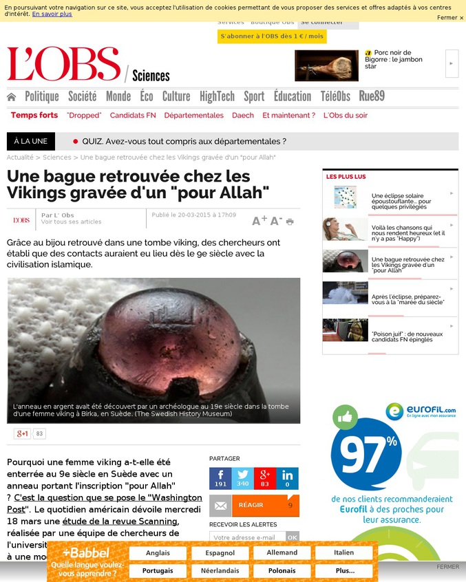 Liens commerciaux entre viking et monde arabe.