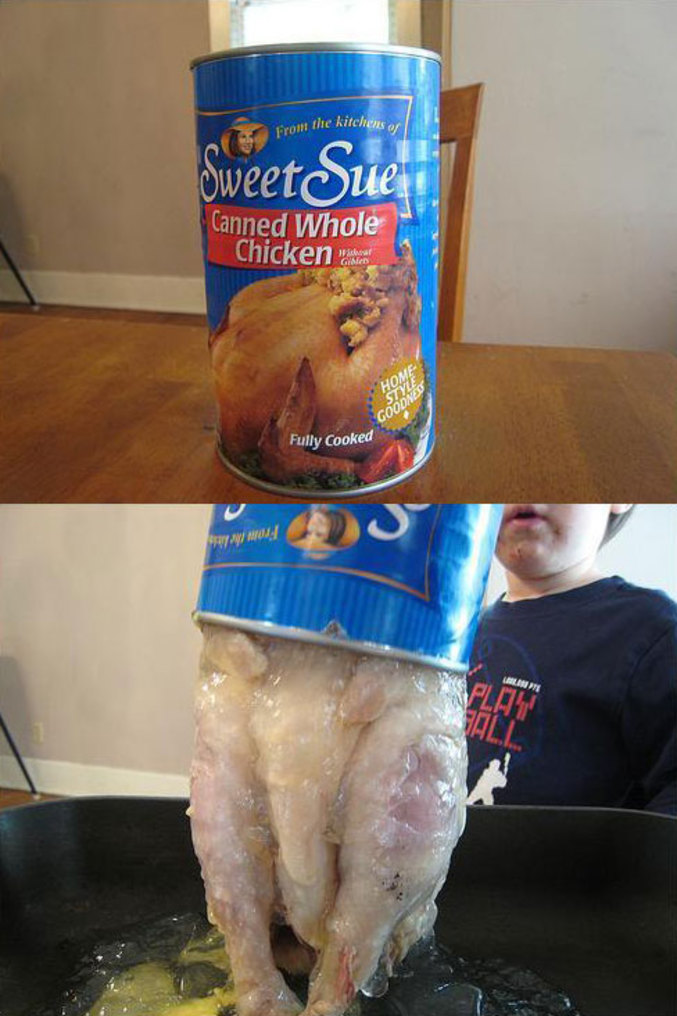 Un poulet vraiment pas appétissant.