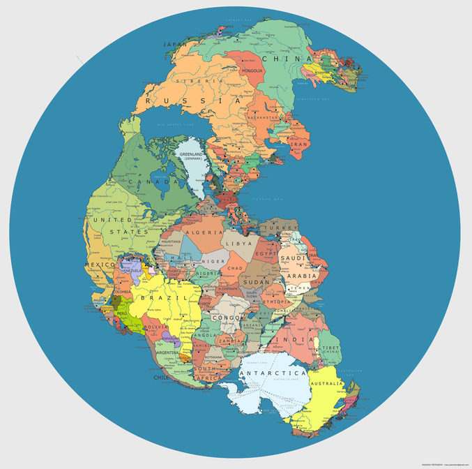 La Pangée est l'ancien continent qui s'est détaché par la suite.

Cliquez sur l'image pour mieux voir. 