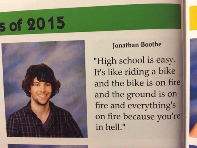 "C'est comme conduire un vélo alors que le vélo est en feu et que le sol est en feu et que tout brûle parce que vous êtes en enfer."