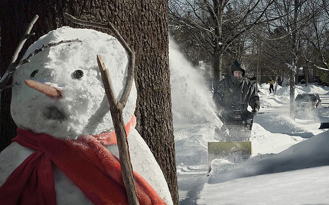 Bonhomme de neige apeuré