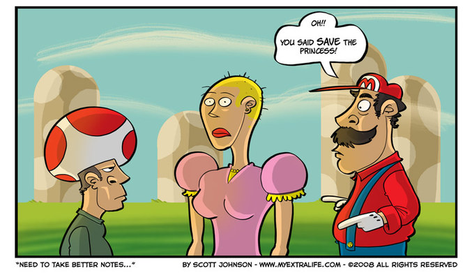 Mario est un peu tête en l'air.