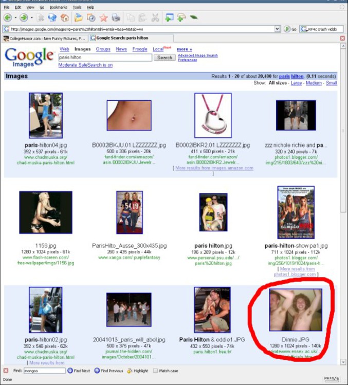 Paris Hilton sur google. Ne cherchez pas à comprendre.