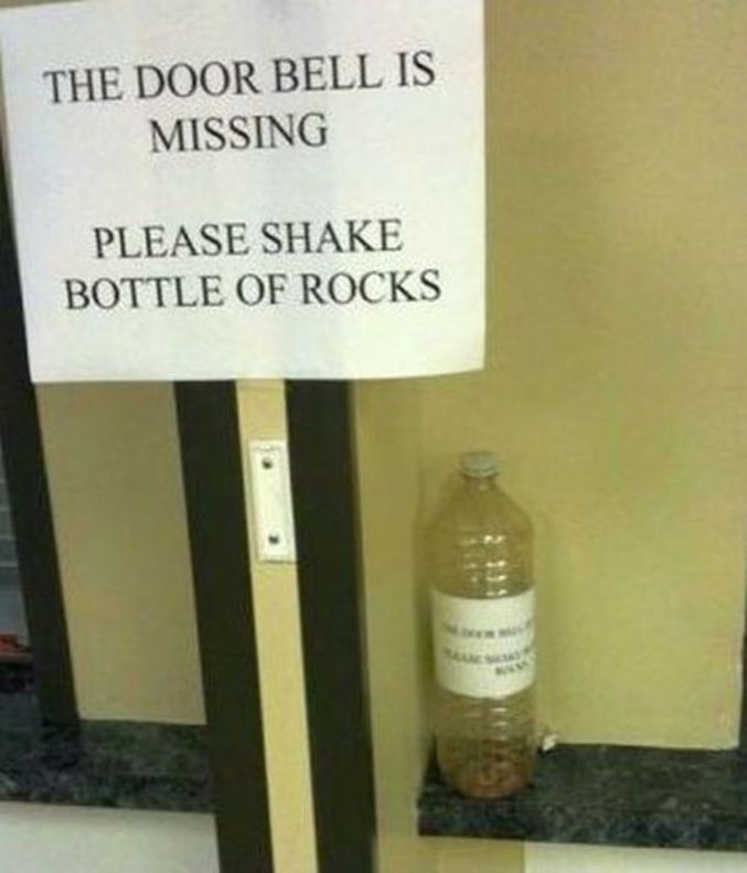 Si la sonnette ne marche pas, secouez la bouteille.