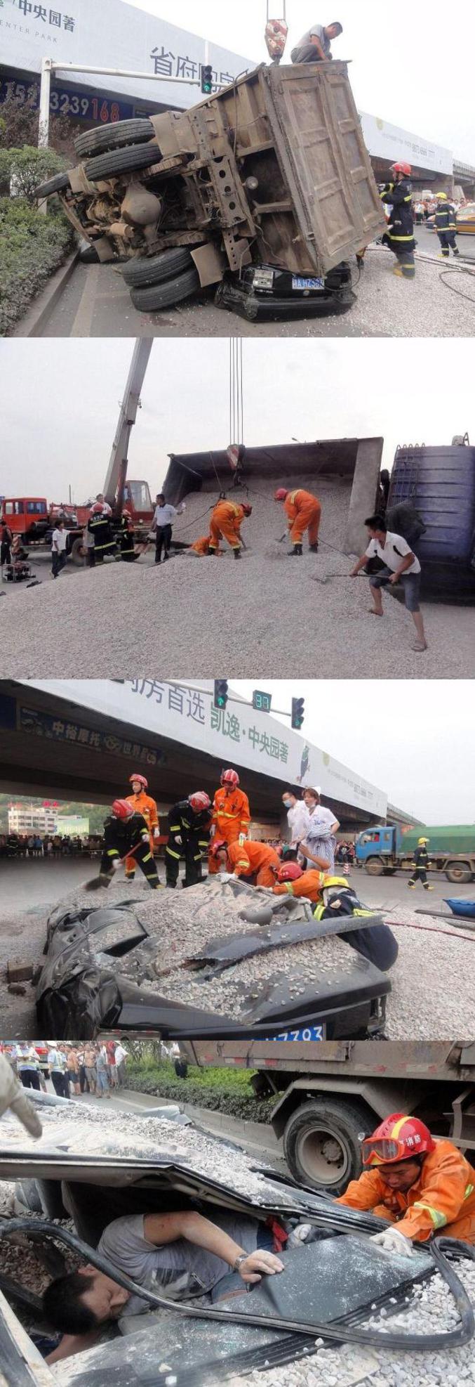 Un homme a survécu à un accident.