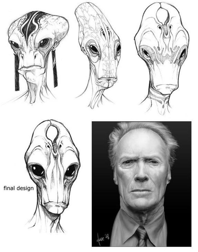 Un des designers de Mass Effect a expliqué qu'il s'était inspiré du visage de Clint Eastwood pour donner aux Galariens, des extra-terrestres du jeu.