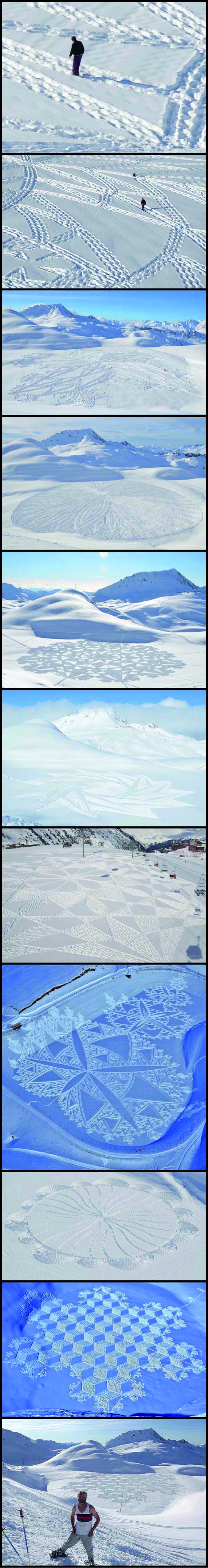 Son passe-temps: marcher dans la neige face au Massif du Mont Blanc.