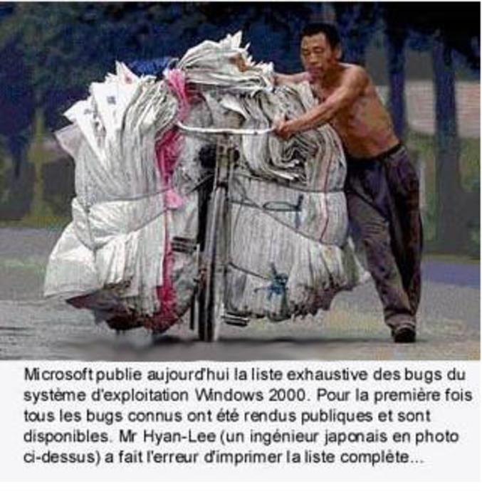 Liste bug microsoft.