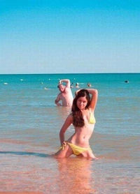 photobombing à la plage