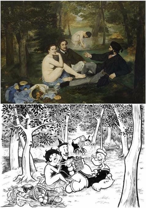 Le déjeuner sur l'herbe de Manet, revisité par des héros de BD 