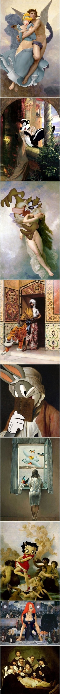 Peintures classiques et personnages de dessins animés
