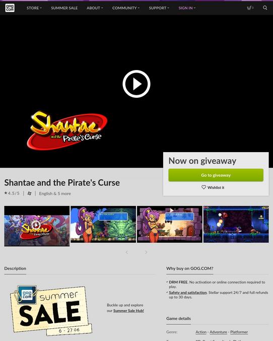 Troisième volet de la série "Shantae", jeux de plate-forme aventure sur qui "Breath of the Wild" à tout pompé (ben ouais on peut planer avec un chapeau géant, la paravoile avant l'heure! 