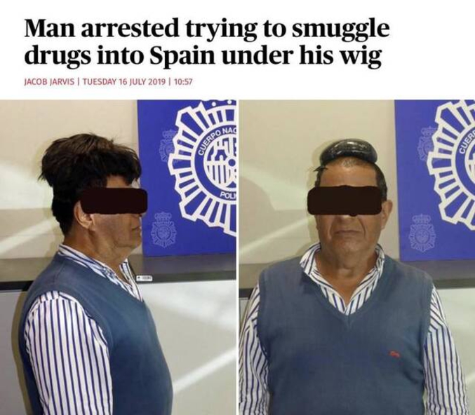 Un homme arrêté en train d'essayer d'introduire de la drogue en Espagne sous sa perruque.