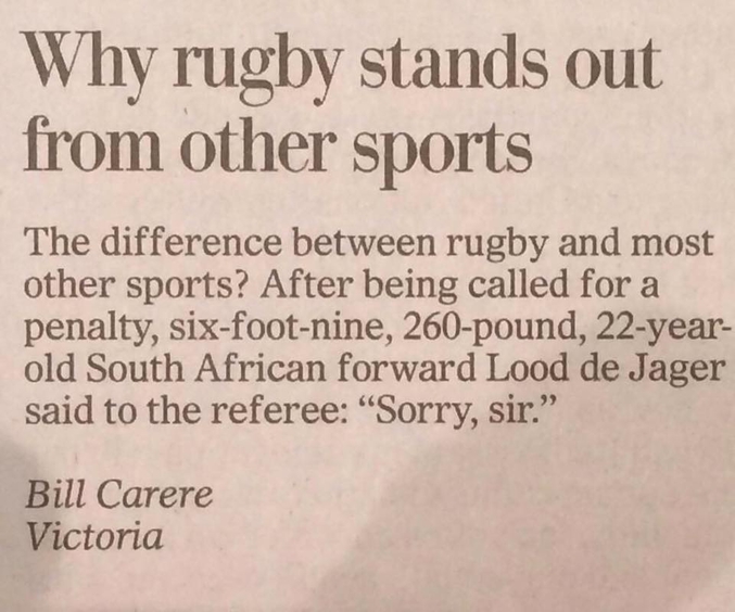 Au détour de la Coupe du Monde de rugby, on trouve des petites perles dans la presse internationale.