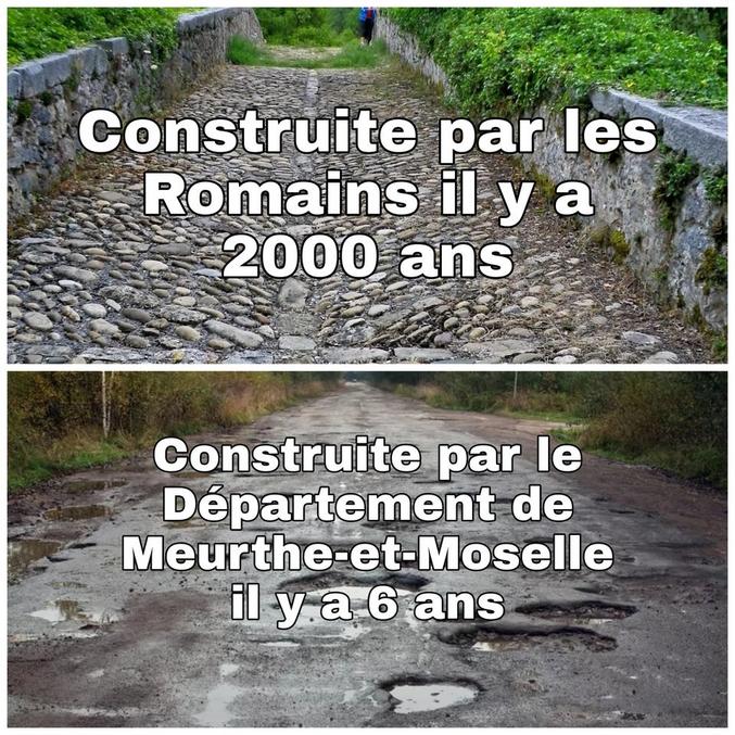 Ce n'est pas seulement en Meurthe-et-Moselle pour les routes modernes.