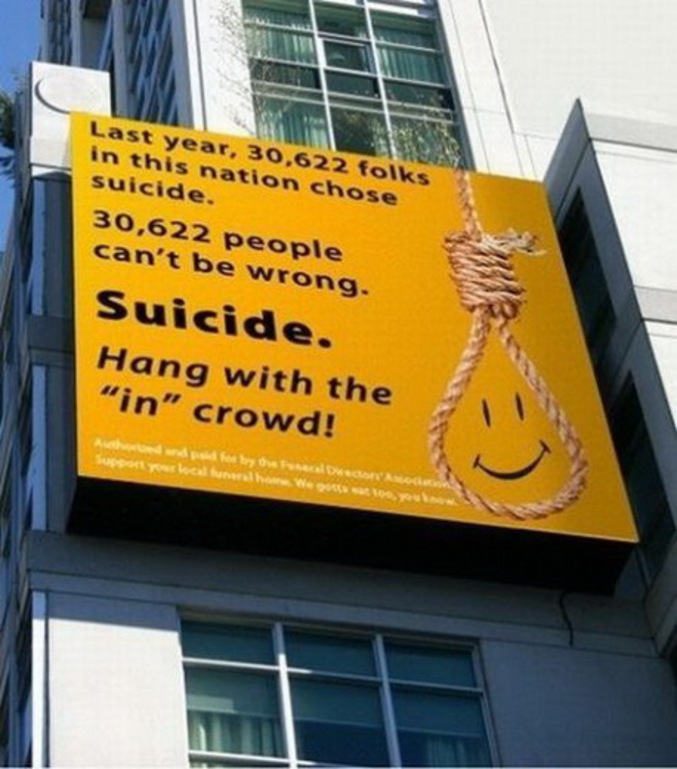 Publicité pour le suicide.