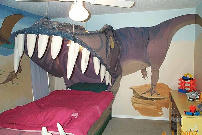 Une décoration de chambre pour un fan de dinosaures