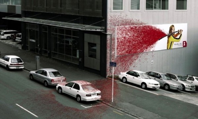 Pour promouvoir la sortie du film Kill Bill en 2008, l’agence néo-zélandaise Saatchi&Saatchi a réalisé une campagne publicitaire plus vraie que nature.