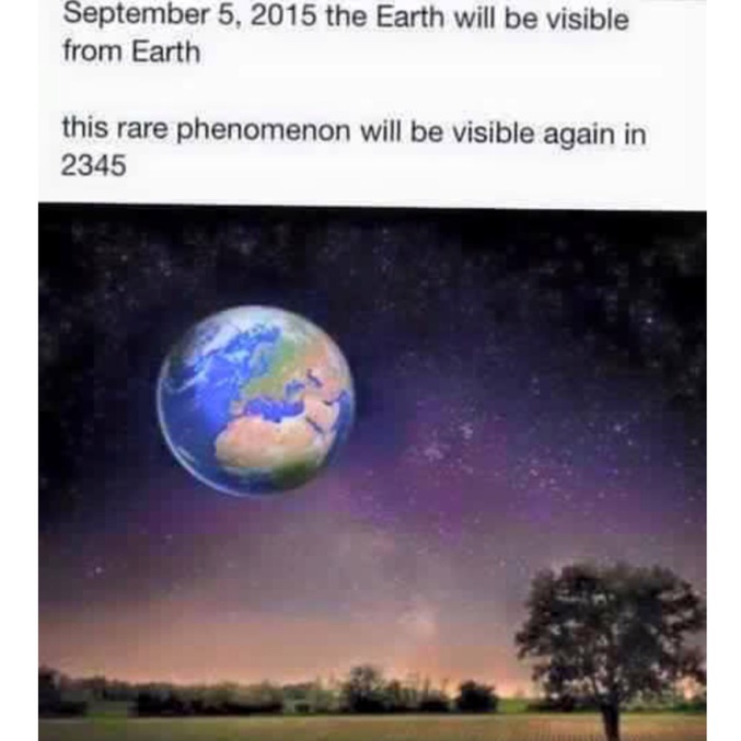 Evènement très rare, la terre sera visible dans le ciel. 