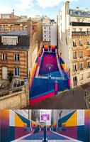 Quartier Pigalle (Paris) : un terrain de basket coloré