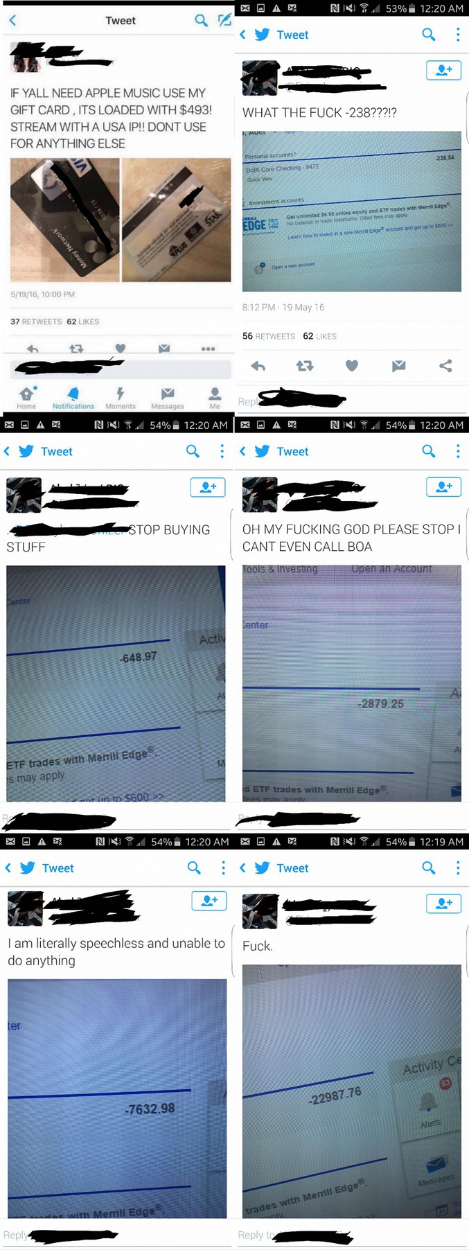 Une fille sur twitter partage généreusement ses infos de carte bleue en pensant que c'est une carte cadeau Apple. 
(Probabilité internet_point_whoring avec firebug = 87%)