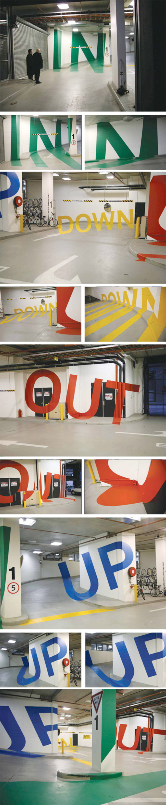 Un bel effet de peinture réalisé dans un parking sous-terrain.