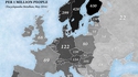 Densité des groupes de metal en Europe