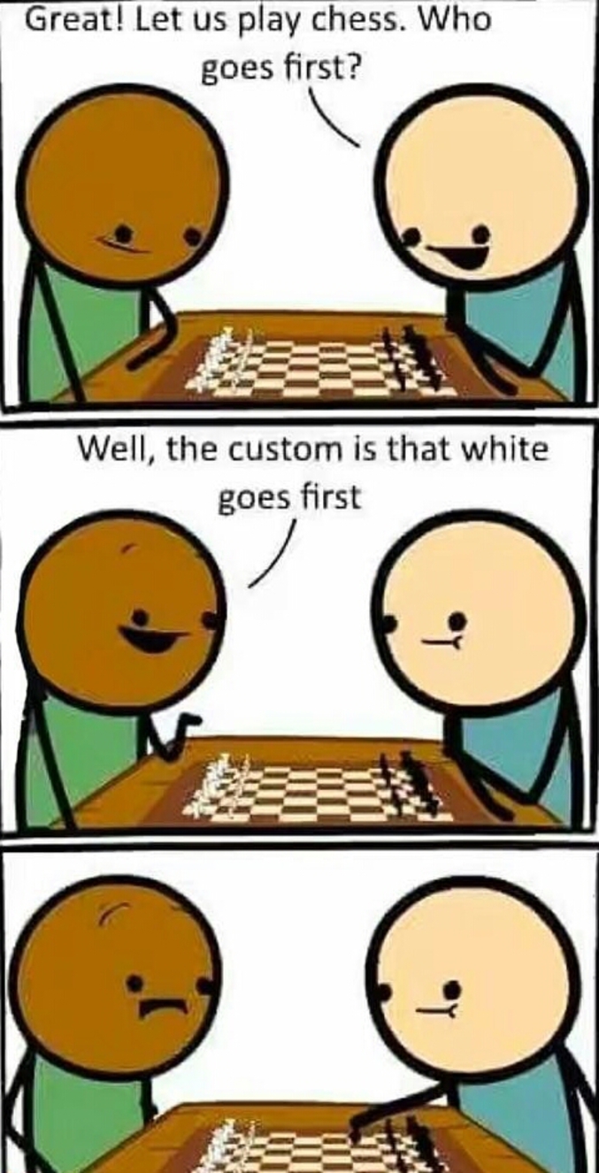 La coutume aux échecs est que les blancs commencent.