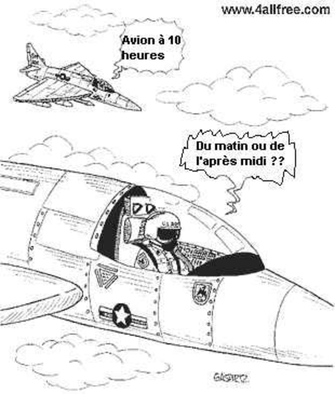 Un avion à 22 heures moins quart.