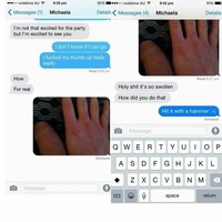 Je me suis tapé sur le pouce avec un marteau :/