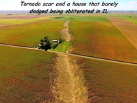 Trace laissée par l'itinéraire d'une tornade