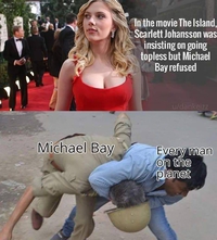 Pour le tournage du film L'île, Scarlett Johansson a insisté pour jouer seins nus