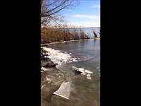 Small Ice Tsunami On Lake