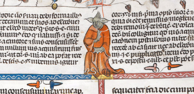 Le dessin d'un moine qui ressemble beaucoup au maître Jedi a été retrouvé dans un manuscrit par un conservateur de la British Library

http://www.npr.org/blogs/thetwo-way/2015/04/16/400152888/yoda-is-it-thou-figure-in-14th-century-manuscript-looks-familiar