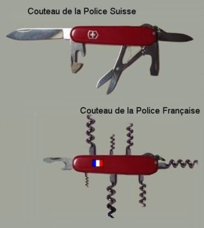 La différence entre les couteaux suisses et français...