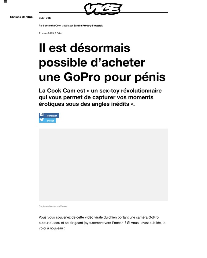 La Cock Cam est « un sex-toy révolutionnaire qui vous permet de capturer vos moments érotiques sous des angles inédits »!