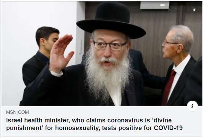 ...pour les homosexuels, vient d'être testé positif au covid19.
