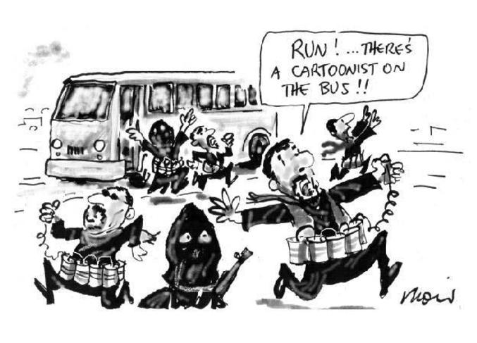Courrez! Il y a un caricaturiste dans le bus