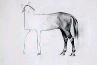 Le papa a commencé le dessin...