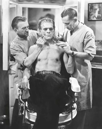 1931 : Boris Karloff au maquillage pour interpréter Frankenstein