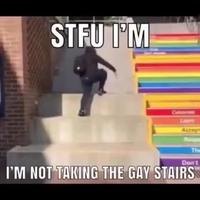 Vos gueules , je ne prends pas les escaliers gay