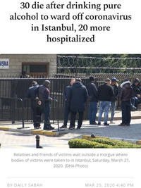 Istanbul (Turquie): 30 morts pour avoir bu de l'alcool pur sous le prétexte de se protéger contre le covid19...