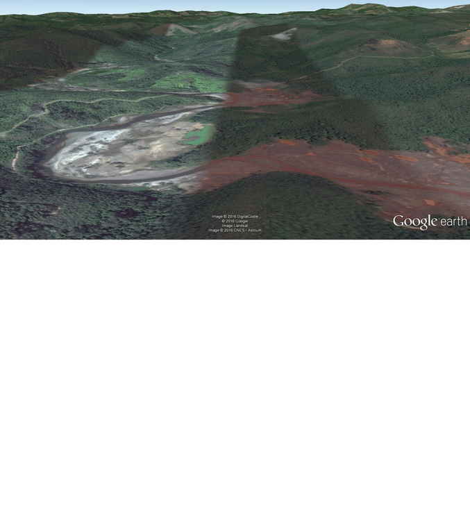Photo de la mise à jour de Google Earth sur la catastrophe écologique au Brésil à la suite de la coulée de boue toxique