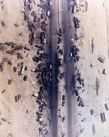 1991, Guerre Irak/Koweit, "L'autoroute de la mort", l'aviation américaine a bombardé copieusement les troupes irakiennes en retraite