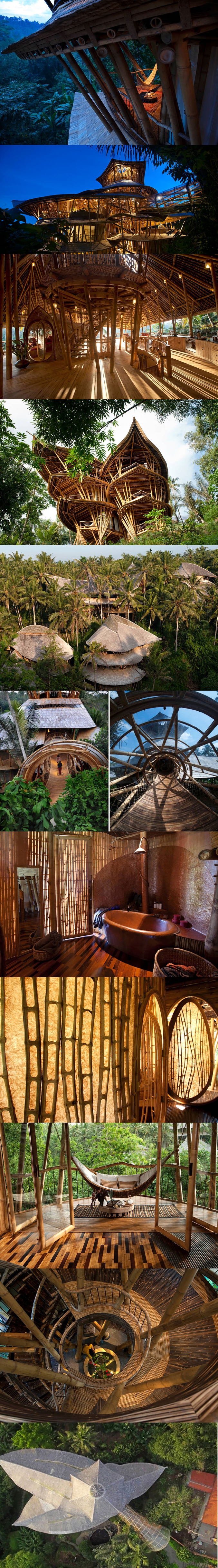 Elora Hardy et son équipe ont bâti à Bali des maisons entièrement faites de bambou pour un résultat impressionnant.