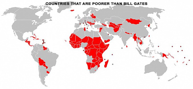 Un pays en rouge est un pays qui est plus pauvre que Bill Gates.
Cpt. O