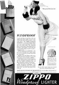 1937 : page de pub pour les briquets Zippo