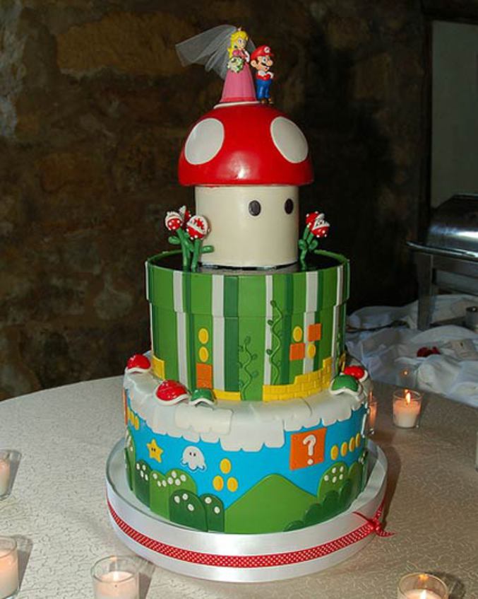 Un gâteau de mariage pour deux fans de Mario