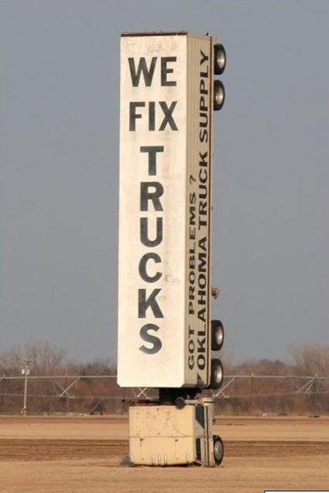 Une magnifique publicité pour des réparateurs de camions.